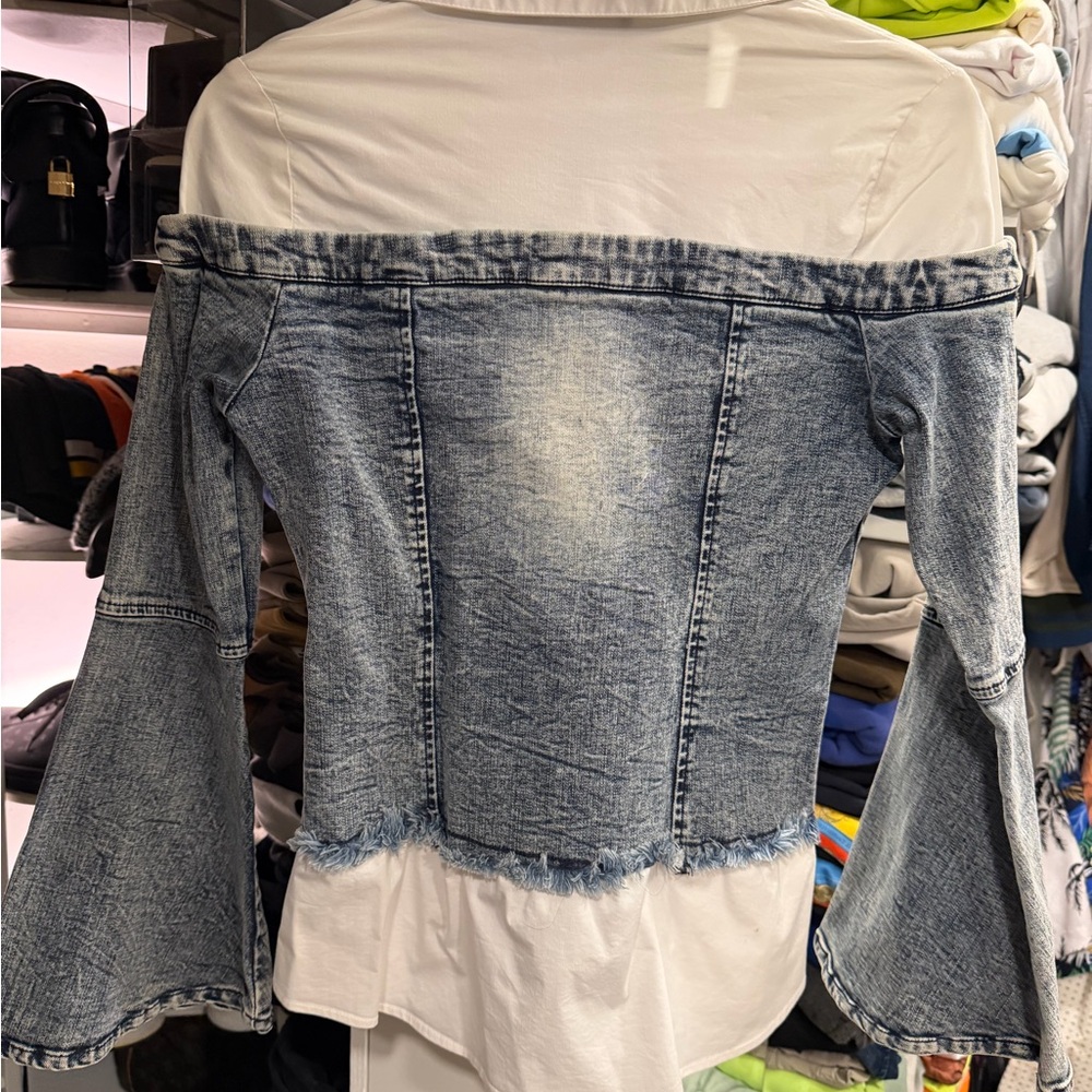 Source Unknown Denim and White Button-Down Shirt - image 2